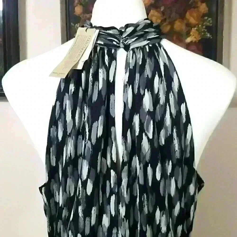 Twist-Neck Satin Midi Dress - Picture 13 of 14